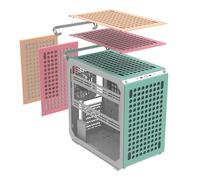 Cooler Master QUBE 500 Flatpack Macaron Small High Airflow Mid-Tower ATX Customizable Gaming PC Case, Tempered Glass, Vertical GPU Mount, USB-C, Carrying Handle, Gem Mini (Q500-DGNN-S00)