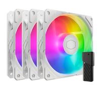 Cooler Master SickleFlow Edge 120 ARGB 3-Pack Fan Kit - 3 x 120mm Fans (690~2500 RPM, PWM), High Airflow (70.7 CFM) & Static Pressure (3.61mmH2O), ARGB Gen 2, LED Controller, 32.8 dBA max. - White