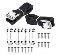 Cooler Tie Down Kit for YETI RTIC Coolers, Universal Cooler Straps with Stainless Steel Deck Plates & Screws, Adjustable Cam Buckle Lashing Straps for Boat, Truck Bed, Trailer, Prevent Sliding