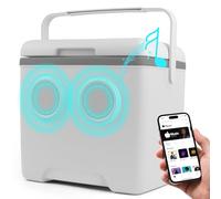Cooler with Bluetooth Speakers, 48-Hour Ice Retention, Portable Camping Cooler Speaker with Handle for Party, Camping, Pool Side, Outdoor, Beach [14Qt, White]