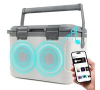 Cooler with Bluetooth Speakers, 48-Hour Ice Retention, Portable Camping Cooler Speaker with Handle for Party, Camping, Pool Side, Outdoor, Beach [22Qt, White]