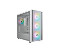 CoolerMaster MasterBox 600 Mid Tower TG Chassis, White, 4x ARGB Fan, Rear-Connec