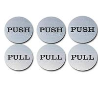 Coolest 2" Round Push Pull Door Signs (Brushed Silver) - 304 Grade Stainless Steel (Pair of 3)
