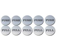 Coolest 2" Round Push Pull Door Signs (Brushed Silver) - 304 Grade Stainless Steel (Pair of 5)
