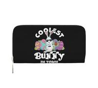Coolest Bunny in Town Easter Day Bunnies Rabbit PU Leather Wallet for Women Men Credit Card Wallet Long Clutch Purse Around Zipper Wallets