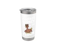 Coolest Turkey in The Flock Funny Thanksgiving Day Pilgrim Stainless Steel Insulated Tumbler