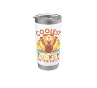 Coolest Turkey in The Flock Funny Thanksgiving Day Pilgrim Stainless Steel Insulated Tumbler