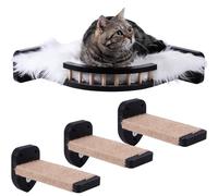 Coolex Cat Wall Shelves, Corner Cat Shelf with 3 Cat Wall Steps, Cat Shelves for Wall Large Cats Set, Cat Wall Bed with Plush Covered, Wall Mounted Cat Climbing Shelf for Indoor Cats (Black)