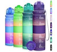 Coolfel 500ml/1l Water Bottles, Motivational Water Bottle with Time Markings, BPA Free Leakproof Sports Drinks Bottle Time Marked Daily for Gym Running Fitness