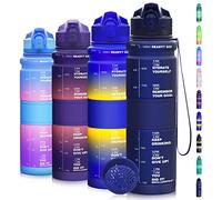 Coolfel 500ml/1l Water Bottles, Motivational Water Bottle with Time Markings, BPA Free Leakproof Sports Drinks Bottle Time Marked Daily for Gym Running Fitness