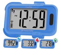 CoolFire - 2025 Indoor & Outdoor Pedometer for Walking Steps and Miles, Calories, Step Counter for Walking, 3D Simple Clip On Step Tracker for Women,Display, Auto Reset, App Optional (Aegean Blue)