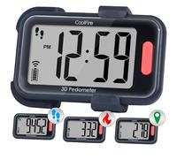 CoolFire - 2025 Indoor & Outdoor Pedometer for Walking Steps and Miles, Calories, Step Counter for Walking, 3D Simple Clip On Step Tracker for Women,Display, Auto Reset, App Optional (black)