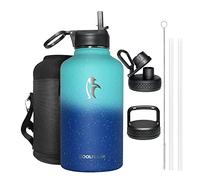 Coolflask Insulated Water Bottle 2L, Half Gallon Water Jug with Straw & 3 Lids, Large Insulated Water Bottle, Stainless Steel Vacuum Water Bottle for Gym, Sports and Travel, Starry Gradient Blue