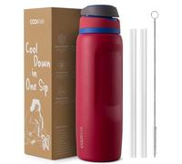 Coolflask MegaSip Water Bottle 1.2L with Straw, Stainless Steel Insulated Water Bottles Leak-Proof, 24+ Hours Cold, BPA-Free Dishwasher Safe, Water Flask for Sports Gym Work Office, Crimson Cobalt