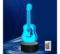 CoolGift Mart Acoustic Guitar Night Light, 3D LED Optical Illusion Lamp with Remote Control and Timer, Gifts for Guitar Players Guitarists Music Lovers
