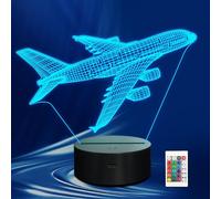 CoolGift Mart Airplane Night Light, 3D LED Optical Illusion Lamp with Remote Control and Timer, Christmas and Birthday Airplane Gifts for Men Boys Kids
