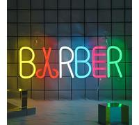 CoolGift Mart Barber Neon Sign - Dimmable LED Light for Baber Shop Wall Decor, USB Powered with 6 Color Lights, Ideal for Hair Salon Studio Store Opening Gift