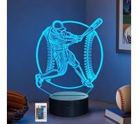 CoolGift Mart Baseball Night Light, 3D LED Optical Illusion Lamp with Remote Control and Timer, Christmas and Birthday Baseball Gifts for Kids Teens