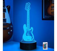 CoolGift Mart Bass Guitar Night Light, 3D LED Optical Illusion Lamp with Remote Control and Timer, Gifts for Bass Guitars Players Guitarists Music Lovers