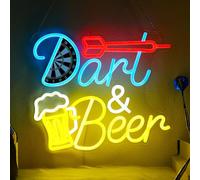 CoolGift Mart Beer Darts Neon Light, Dimmable LED Neon Wall Sign USB Powered, Decorations for Bedroom Man Cave Bar Club, Gift for Beer Darts Game Lovers
