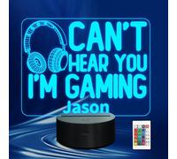 CoolGift Mart Customized 3D Gaming Night Light with Headset Graphic - 16-Color Touch & Remote Control. Perfect Funny Gift for Men, Gamers, Teens & Kids (12+) Who Love Video Games & Humor