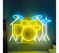 CoolGift Mart Drum kit Neon Light, Dimmable LED Drum Neon Wall Sign USB Powered, Decorations for Bedroom Living Room Club Music Studio, Gift for Drummers Music Lovers