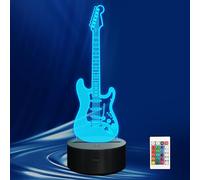 CoolGift Mart Electric Guitar Night Light, 3D LED Optical Illusion Lamp with Remote Control and Timer, Gifts for Guitar Players Guitarists Music Lovers