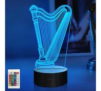 CoolGift Mart Harp Night Light, 3D LED Optical Illusion Lamp with Remote Control and Timer, Gifts for Harpists Music Lovers
