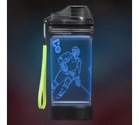 CoolGift Mart Hockey Gifts, Light Up 3D Hockey Player Water Bottle, 14oz Tritan BPA Free - Perfect Gift for 4 5 6 7-Year-Old Boys Girls- Kids Drinking Cup - Christmas Holiday