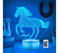 CoolGift Mart Horse Night Light, 3D LED Optical Illusion Lamp with Remote Control and Timer, Christmas Birthday Gifts for Horse Lovers Kids Adults (Customized)