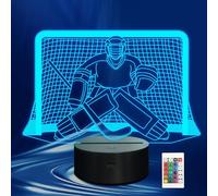 CoolGift Mart Ice Hockey Night Light, 3D LED Optical Illusion Lamp with Remote Control and Timer, Perfect Christmas and Birthday Gift Idea for Boys, Kids, and Teen