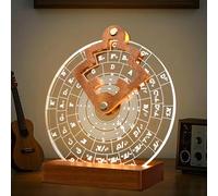 CoolGift Mart Light Up Circle of Fifths Wheel, Acrylic Wooden Chord Wheel Melody Tool with Guitar Pick Holder, Gift for Musical Beginners Musicians for Musical Learning and Songwriting