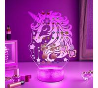 CoolGift Mart Magical Unicorn 3D Glowing Acrylic Desktop Earring Organizer - 16-Color LED Display with 77 Earring Holes & Smart Mood Lighting with Timer