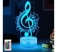CoolGift Mart Music Note Night Light, 3D LED Optical Illusion Lamp with Remote Control and Timer, Gifts for Music Lovers