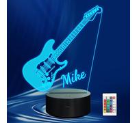 CoolGift Mart Personalized Guitar Night Light (Acoustic/Electric), Customized 3D LED Optical Illusion Lamp with Remote Control and Timer, Gifts for Guitar Players Guitarists Music Lovers