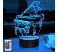 CoolGift Mart Piano Night Light, 3D LED Optical Illusion Lamp with Remote Control and Timer, Gifts for Pianists Music Lovers