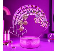 CoolGift Mart Rainbow Cloud 3D Glowing Desktop Earring Organizer - 16-Color LED Display with 53 Holes & Smart Mood Lighting with Timer & Whimsical Sky Art