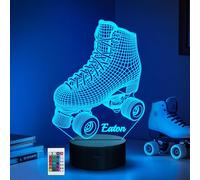 CoolGift Mart Roller Skate Night Light, 3D LED Optical Illusion Roller Skates Lamp with Remote Control and Timer, Christmas Birthday Gifts for Roller Skating Lovers (Customized)