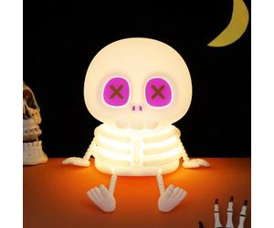 CoolGift Mart Skull Night Light, Silicone Touch Control Lamp. USB Rechargeable with Timer & Brightness Adjustment, Creates Customizable Glow for Gaming Room, or Halloween Decor, a Great Gift for All