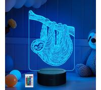 CoolGift Mart Sloth Night Light, 3D LED Optical Illusion Sloth Lamp with Remote Control and Timer, Christmas Birthday Gifts for Sloth Lovers Kids Adults