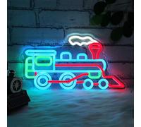 CoolGift Mart Steam Train Neon Sign, Dimmable LED Neon Wall Light USB Powered with Multiple Color Lights, for Bedroom Living Room Game Room Man Cave Home Birthday Gift for Kids Teen Boys Girls