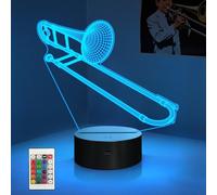 CoolGift Mart Trombone Night Light, 3D LED Optical Illusion Lamp with Remote Control and Timer, Gifts for Trombone Enthusiasts Music Lovers