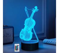 CoolGift Mart Violin Night Light, 3D LED Optical Illusion Lamp with Remote Control and Timer, Gifts for Violinists Music Lovers