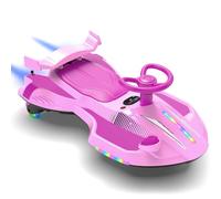 CoolGrows 12V Electric Wiggle Car with Turbo Spray, Bluetooth, LED Flashing Wheels | 2-in-1 Ride on Toy, Rechargeable Battery, Anti-Rollover, Fits up to 175 cm, Ages 3+ (Pink)