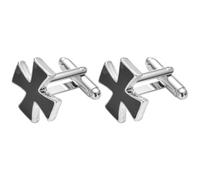 COOLHIYA 1 Pair Black Cross Shape Alloy Cufflinks for Men, Classic Suit Buttons Highlighting Shirt Look, for Wedding and Business Partnerships