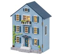 COOLHIYA 1 Set Diy Wooden Mini House Kit With Furniture Tiny House Model Building Set Christmas Village Decoration For Christmas Party Home Table Craft