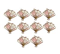 COOLHIYA 10 Pcs Hollow Cherry Blossom Fan Charms for DIY Jewelry Making Adornments for Necklaces Bracelets and Scrapbooking Craft Supplies