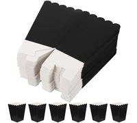 COOLHIYA 100pcs Black Paper Popcorn Boxes Made from White Cardboard, Safe and Reliable Snack Containers for Movie Night and Party Favor Use