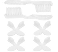 COOLHIYA 10pcs Prison Teeth Brush Manual Toothbrush Soft Bristles and Large Brush Head Design, Plastic Nylon Material, Suicide Prevention Feature, White Color, Suitable for Inmates