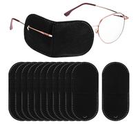 COOLHIYA 12pcs Large Black Orthoptic Eye Patches for Amblyopia and Lazy Eye Treatment, Breathable Reusable Glasses Patches Suitable for Boys and Adults
